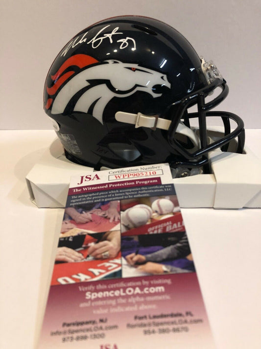 MVP Authentics Noah Fant Autographed Signed Denver Broncos Mini Helmet Jsa Coa 107.10 sports jersey framing , jersey framing