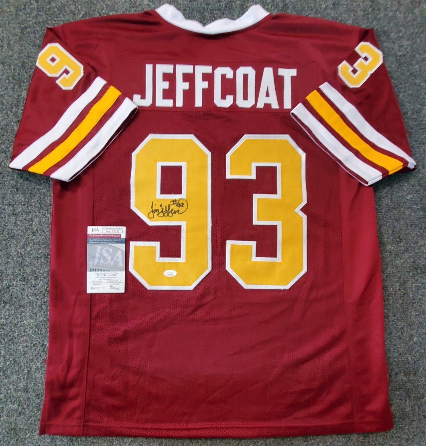 Arizona State Sun Devils Jim Jeffcoat Autographed Signed Jersey Jsa Coa