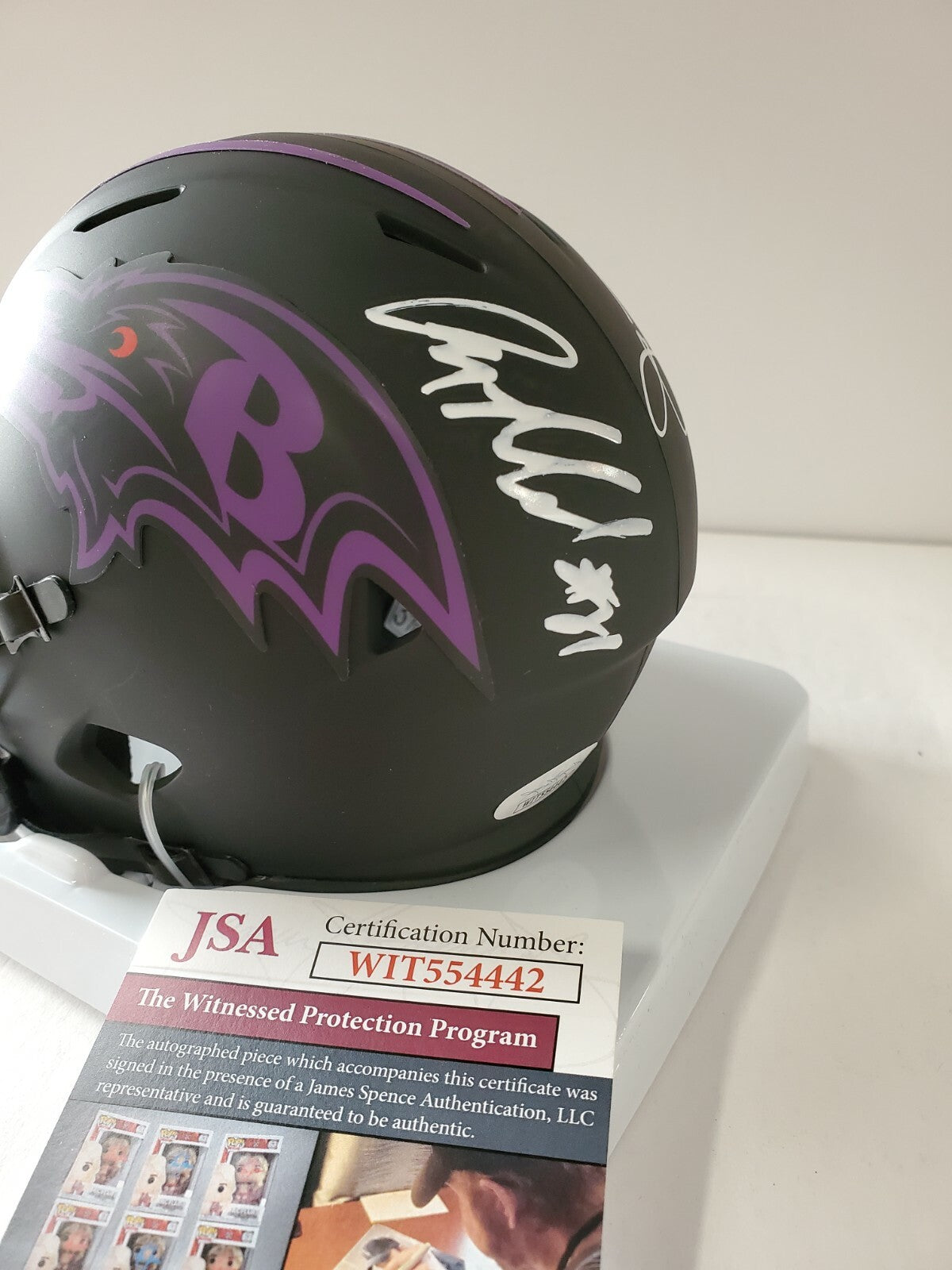 Baltimore Ravens Joe Flacco Anquan Boldin Dual Signed Eclipse Mini Helmet Jsa