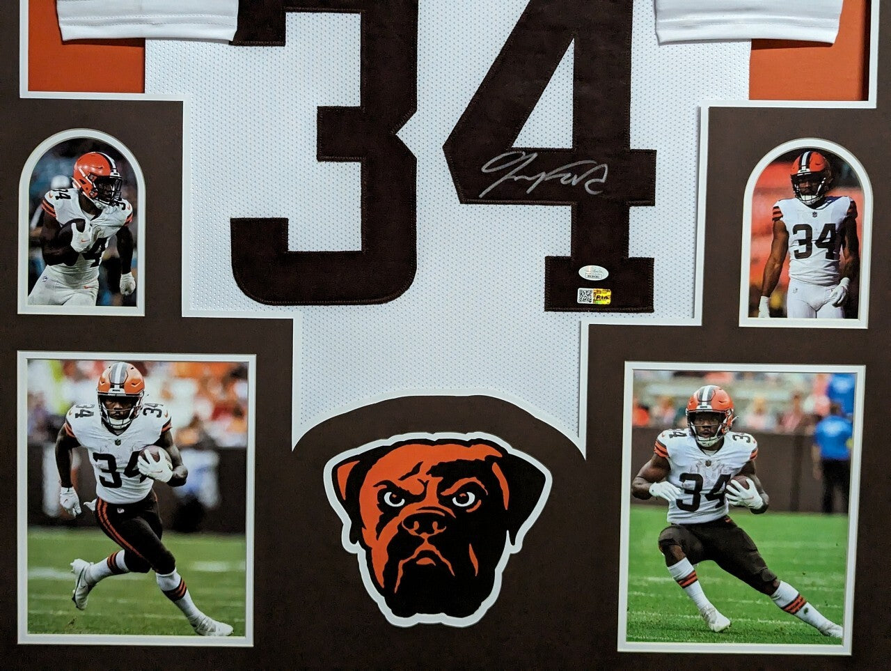Framed Cleveland Browns Jerome Ford Autographed Signed Jersey Jsa Coa