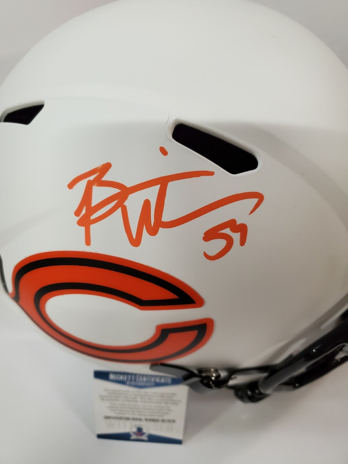 Brian Urlacher Signed Bears Full Size Lunar Replica Helmet Beckett Coa
