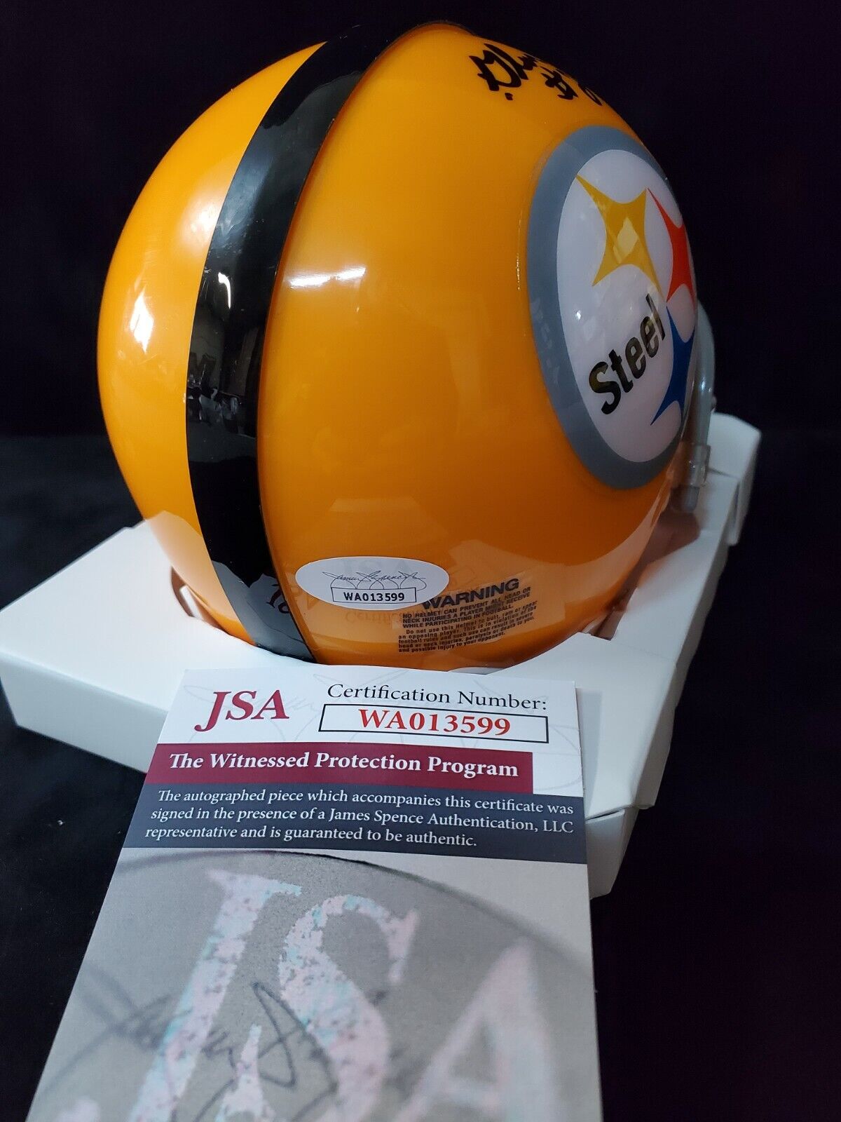 Pittsburgh Steelers Glen Edwards Signed Vsr Throwback Mini Helmet Jsa Coa