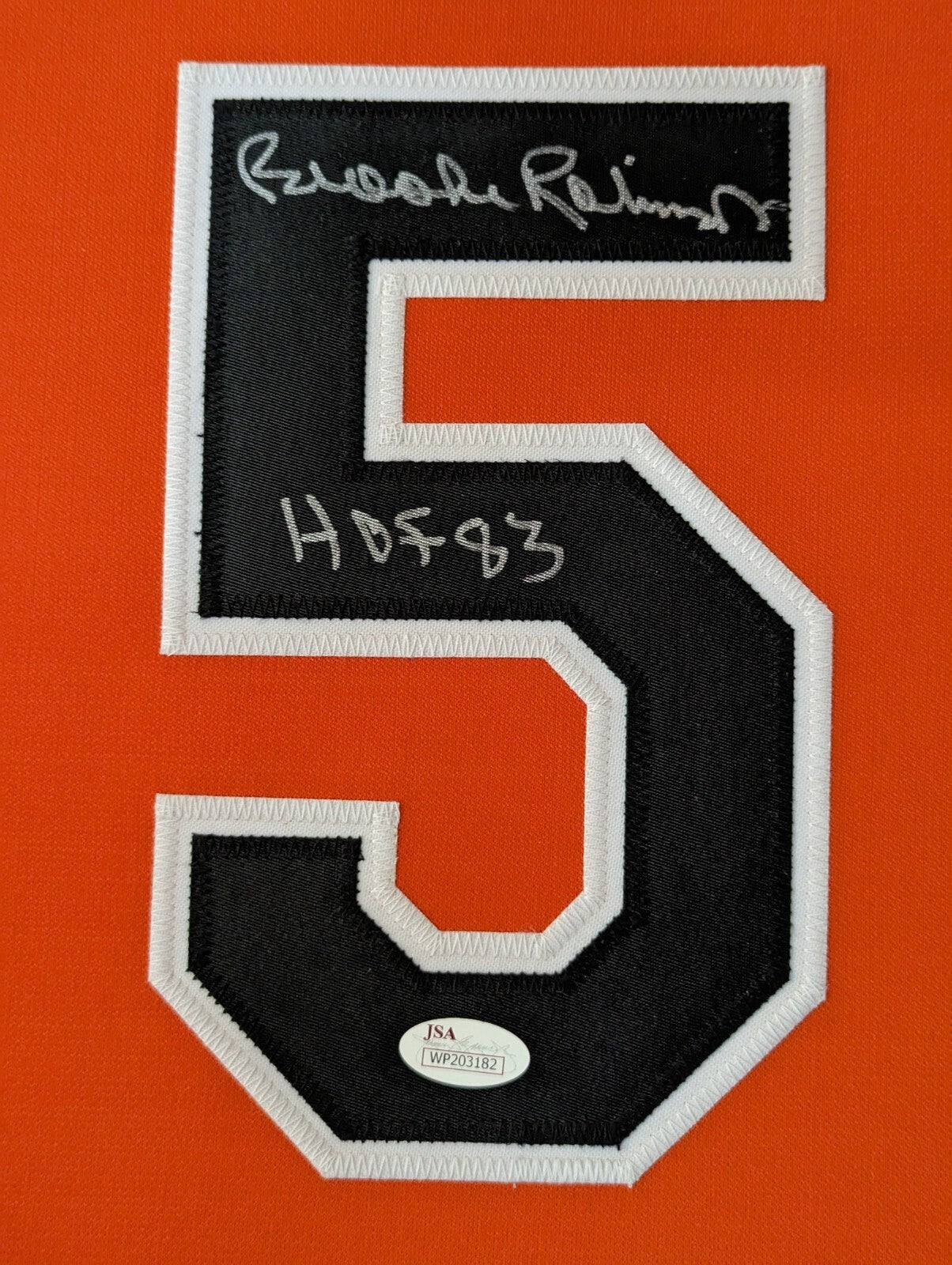 Framed Suede Baltimore Orioles Brooks Robinson Signed Inscribed Jersey Jsa Coa