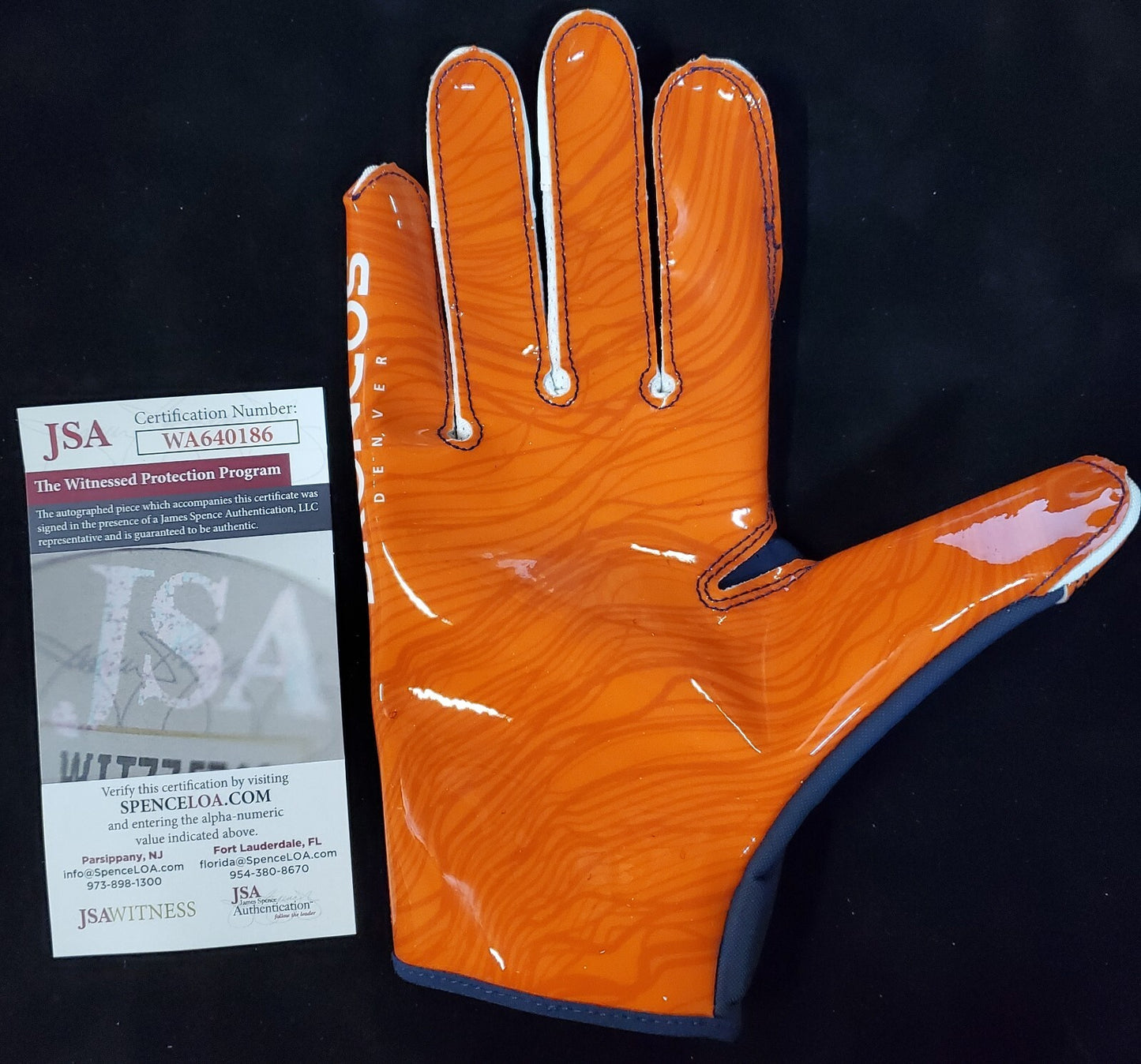 Denver Broncos Damarri Mathis Autographed Signed Glove Jsa Coa