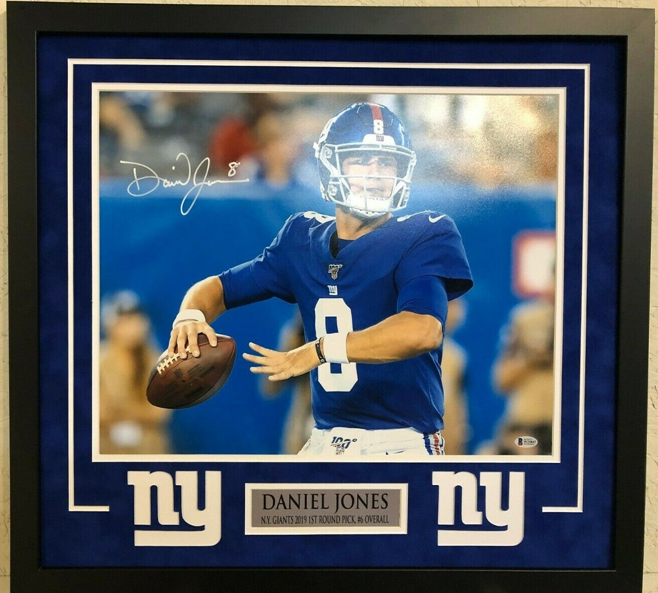 Daniel Jones Framed Signed N.Y. Giants 16X20 Photo Beckett Coa