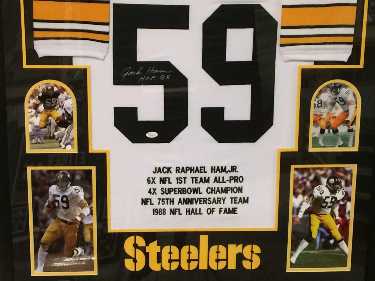 Framed Jack Ham Autographed Signed Insc Pittsburgh Steelers Stat Jersey Jsa Coa