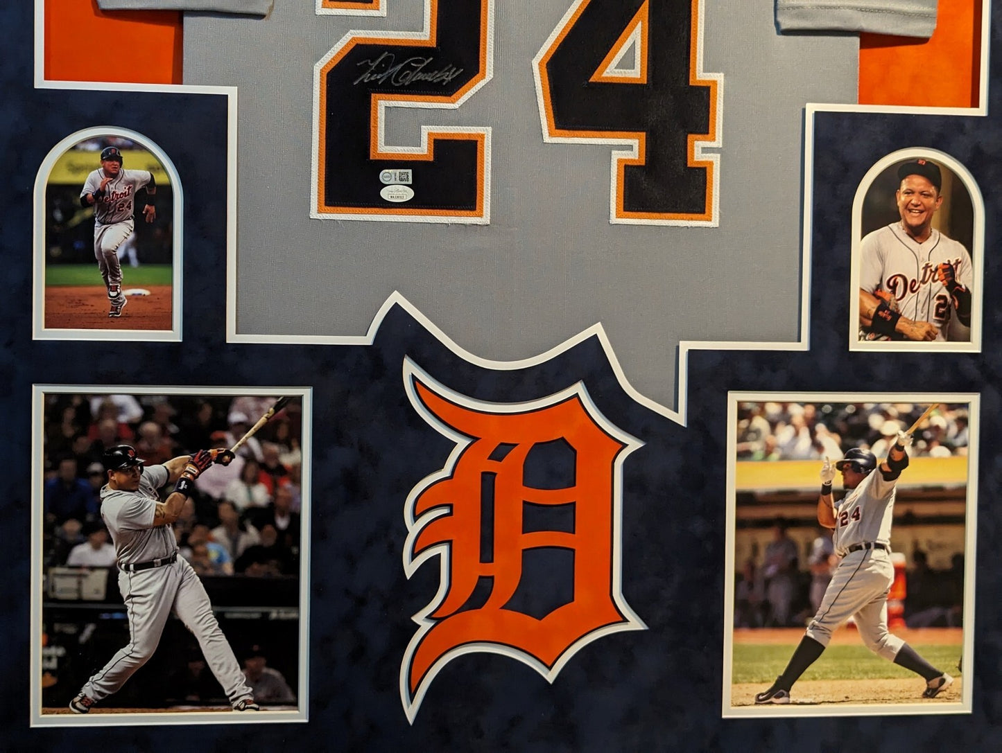 Suede Framed Detroit Tigers Miguel Cabrera Autographed Signed Jersey Jsa Coa