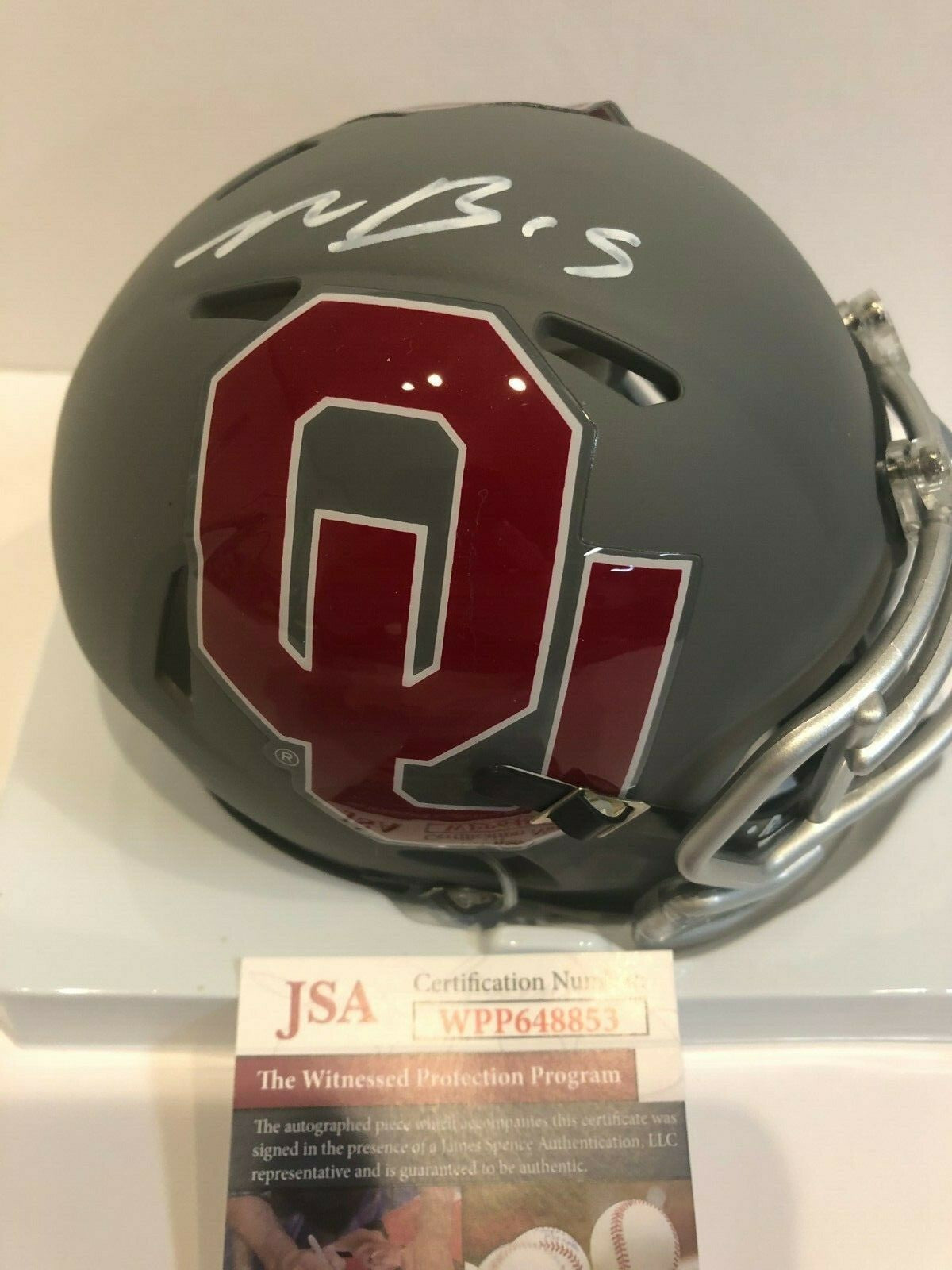 Marquise Brown Autographed Signed Oklahoma Sooners Amp Mini Helmet Jsa Coa