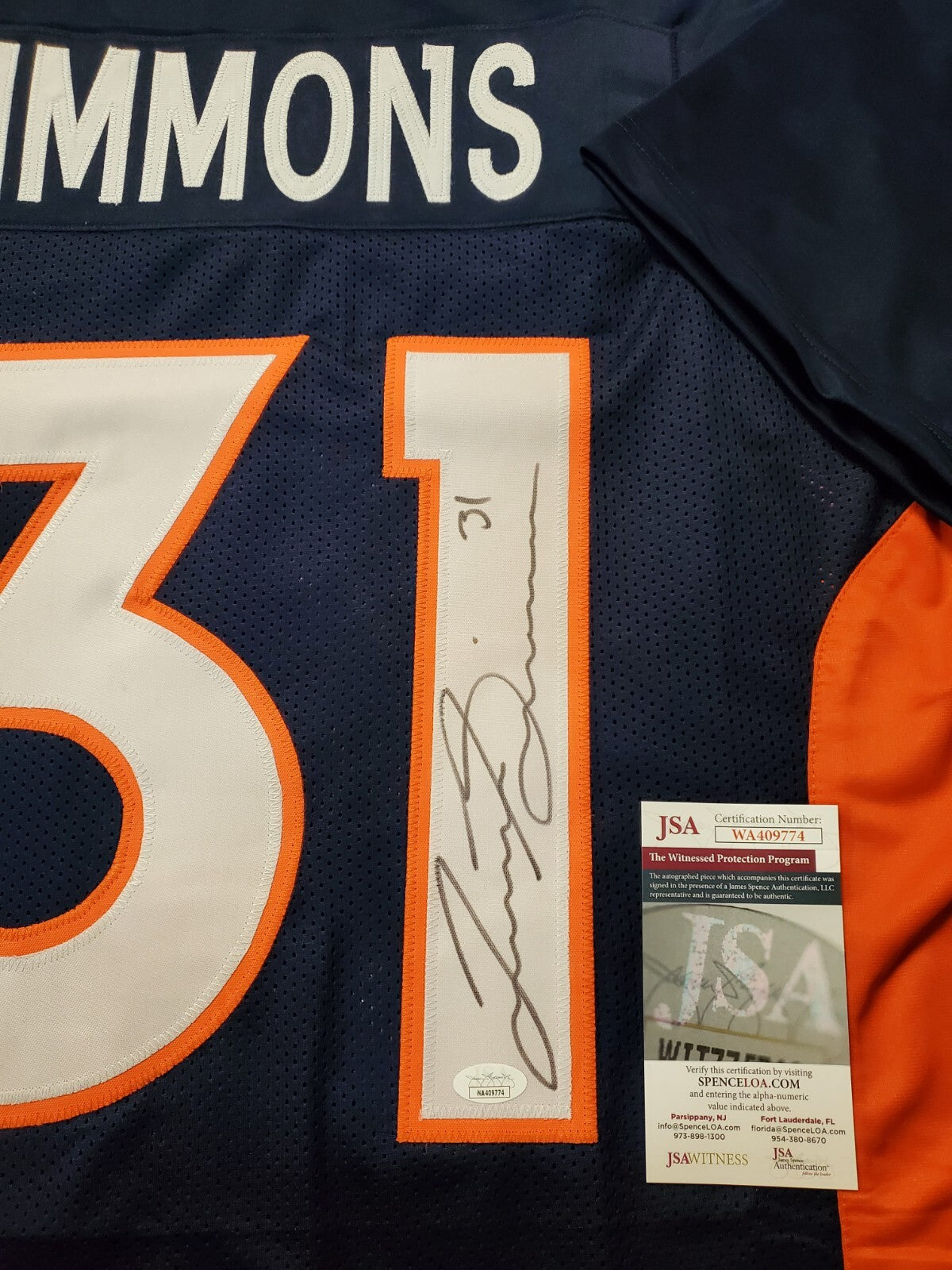 Denver Broncos Justin Simmons Autographed Signed Jersey Jsa  Coa