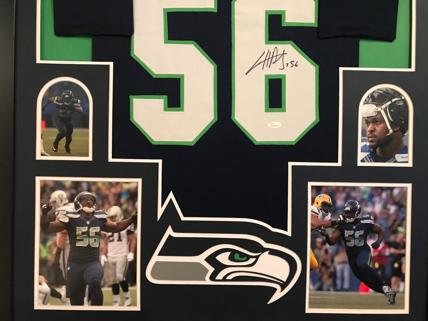 Framed Cliff Avril Autographed Signed Seattle Seahawks Jersey Jsa Coa