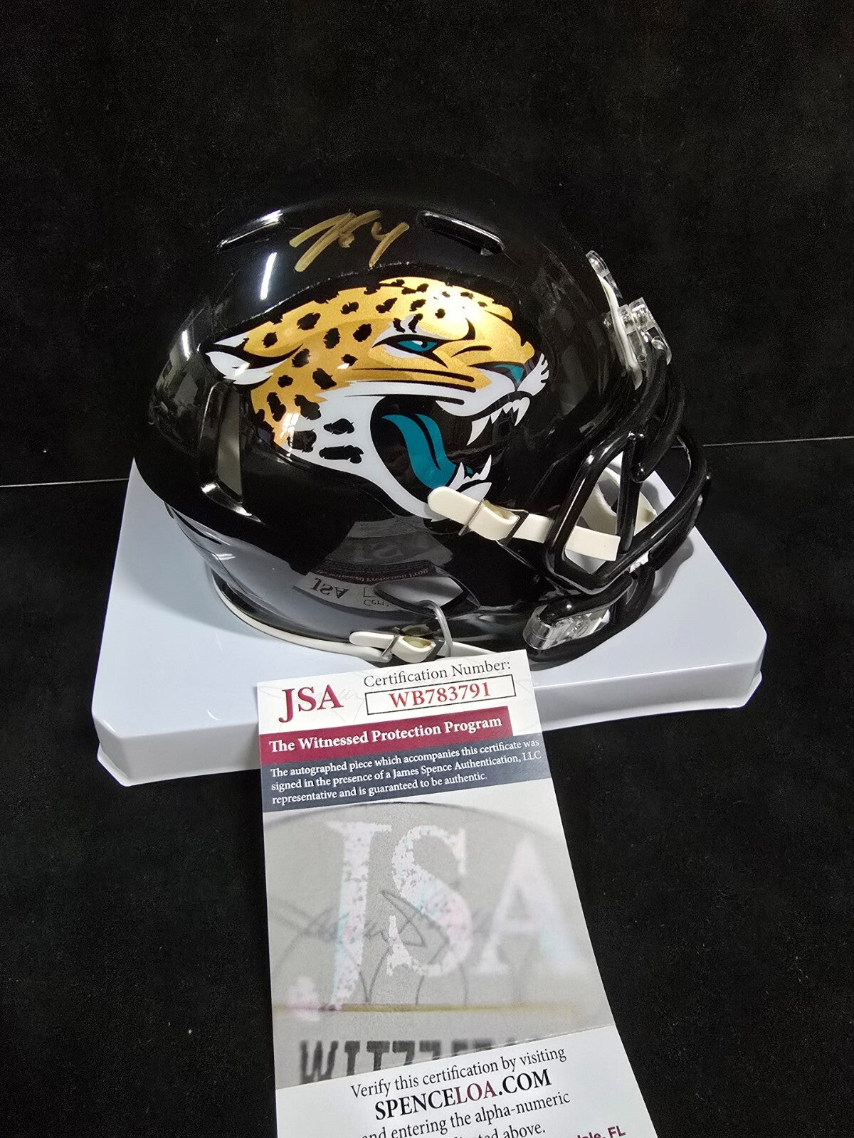 Jacksonville Jaguars Tank Bigsby Signed Speed Mini Helmet Jsa Coa