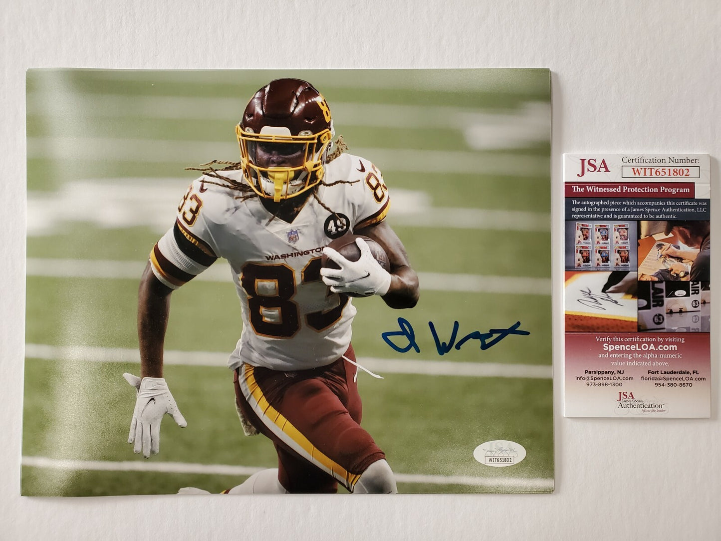 Washington Football Team Isaiah Wright Autographed 8X10 Photo Jsa Coa
