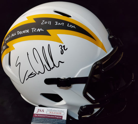 San Diego Chargers Eric Weddle Signed 3X Insc Full Size Lunar Rep Helmet Jsa Coa