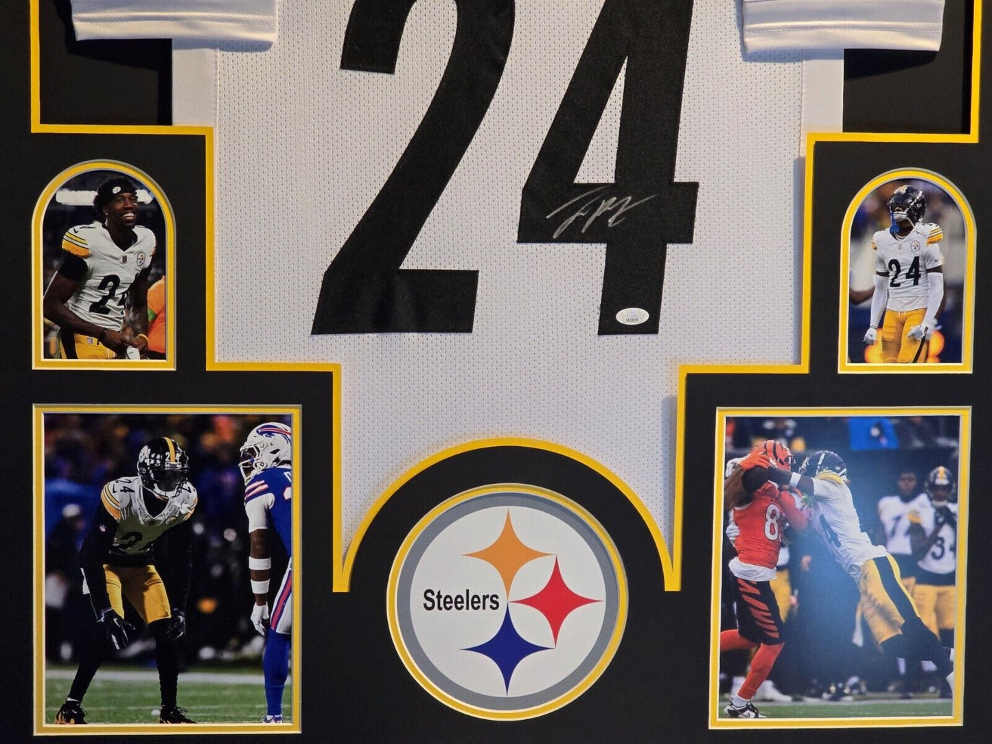 Framed Pittsburgh Steelers Joey Porter Jr Autographed Signed Jersey Jsa Coa