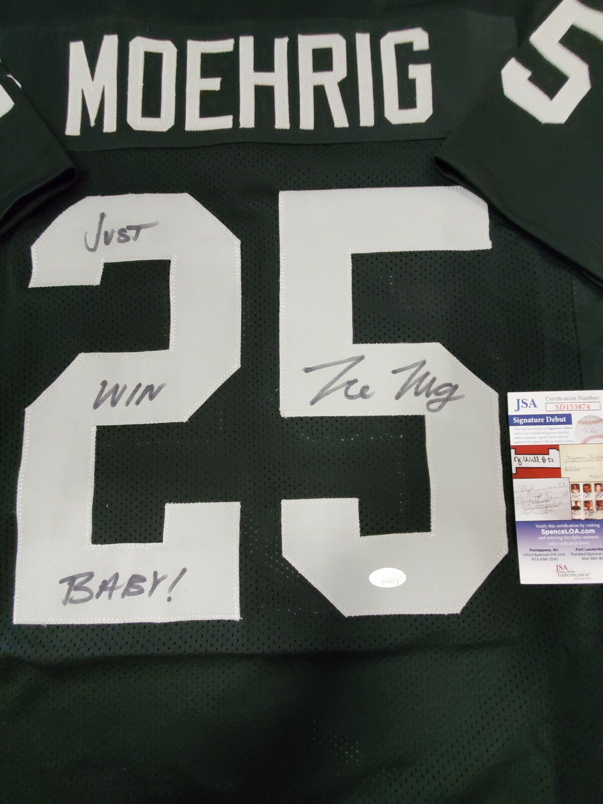 Las Vegas Raiders Tre'von Moehrig Autographed Inscribed Jersey Jsa Coa