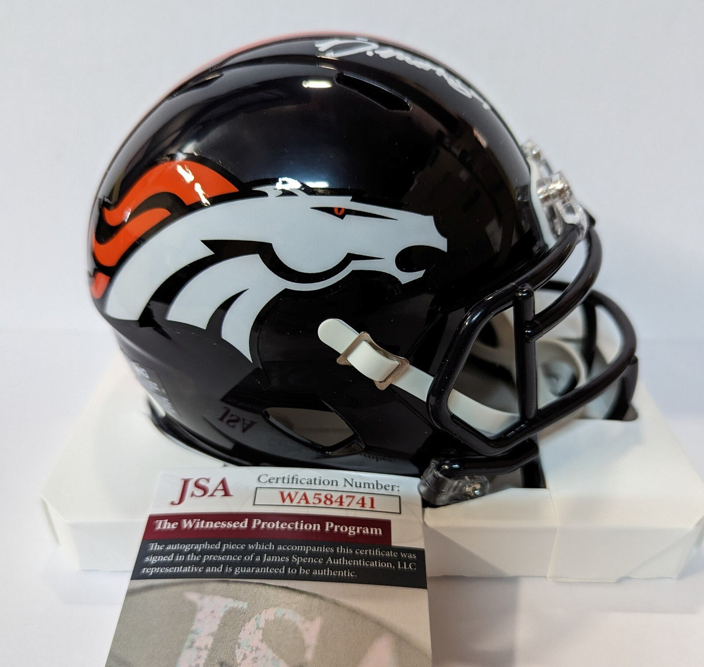 Denver Broncos Damarri Mathis Autographed Signed Speed Mini Helmet Jsa Coa