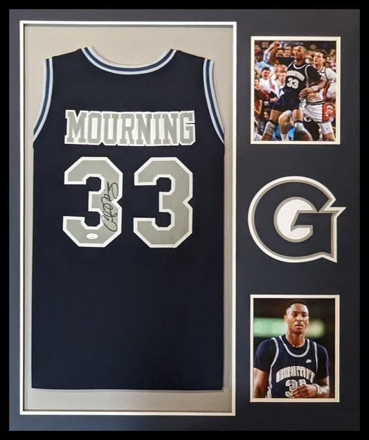 Framed Georgetown Hoyas Alonzo Mourning Autographed Signed Jersey Jsa Coa