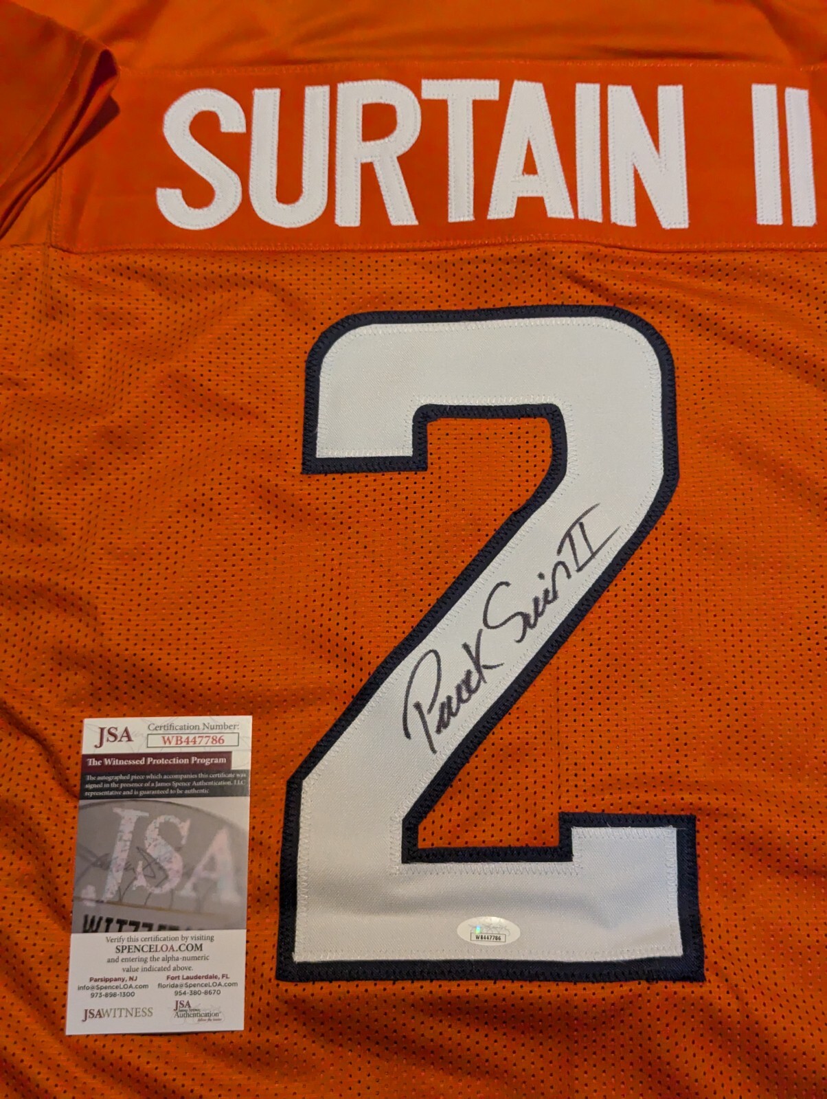 Denver Broncos Patrick Surtain Ii Autographed Signed 2024 T/B Jersey Jsa Coa