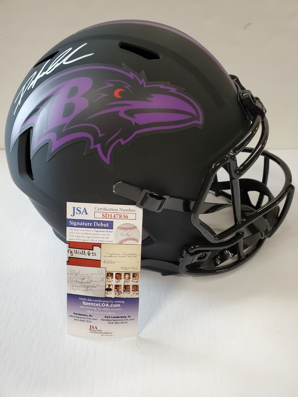 Baltimore Ravens Odafe Oweh Signed Full Size Eclipse Replica Helmet Jsa Coa
