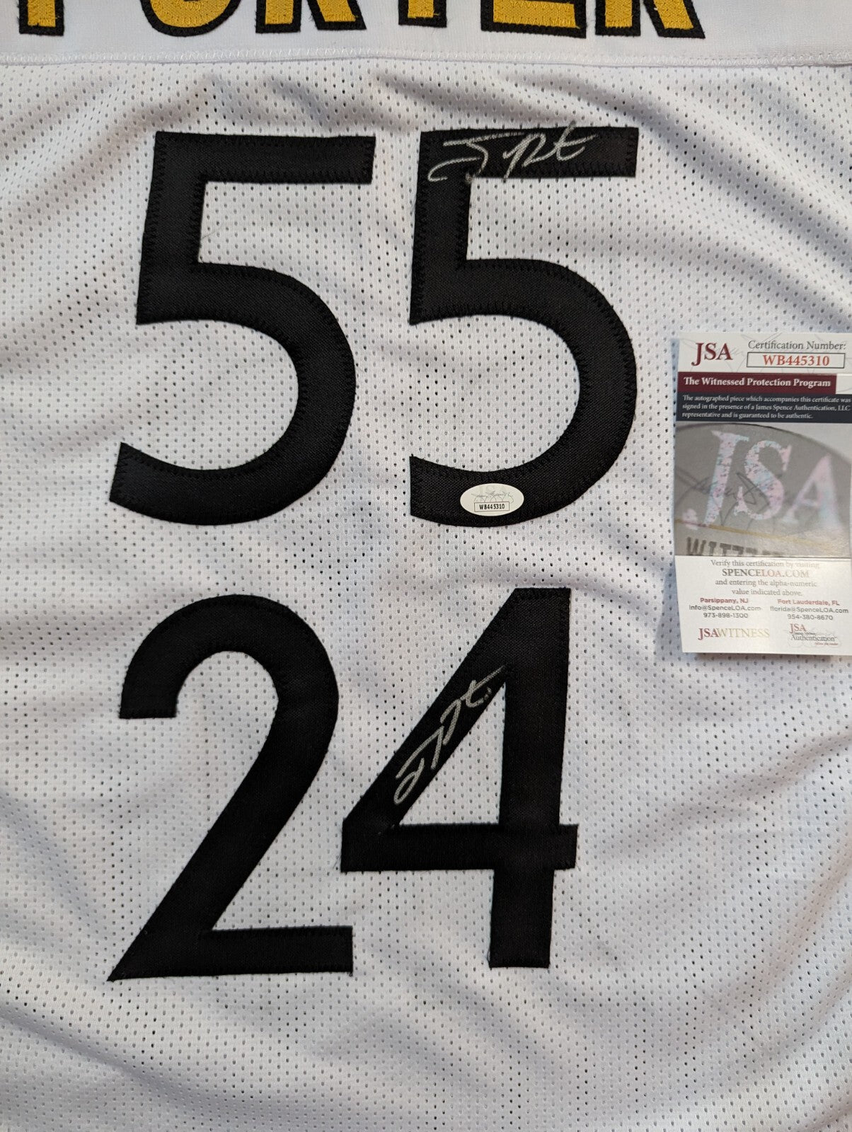 Pittsburgh Steelers Joey Porter Jr & Sr Dual Autographed Signed Jersey Jsa Coa