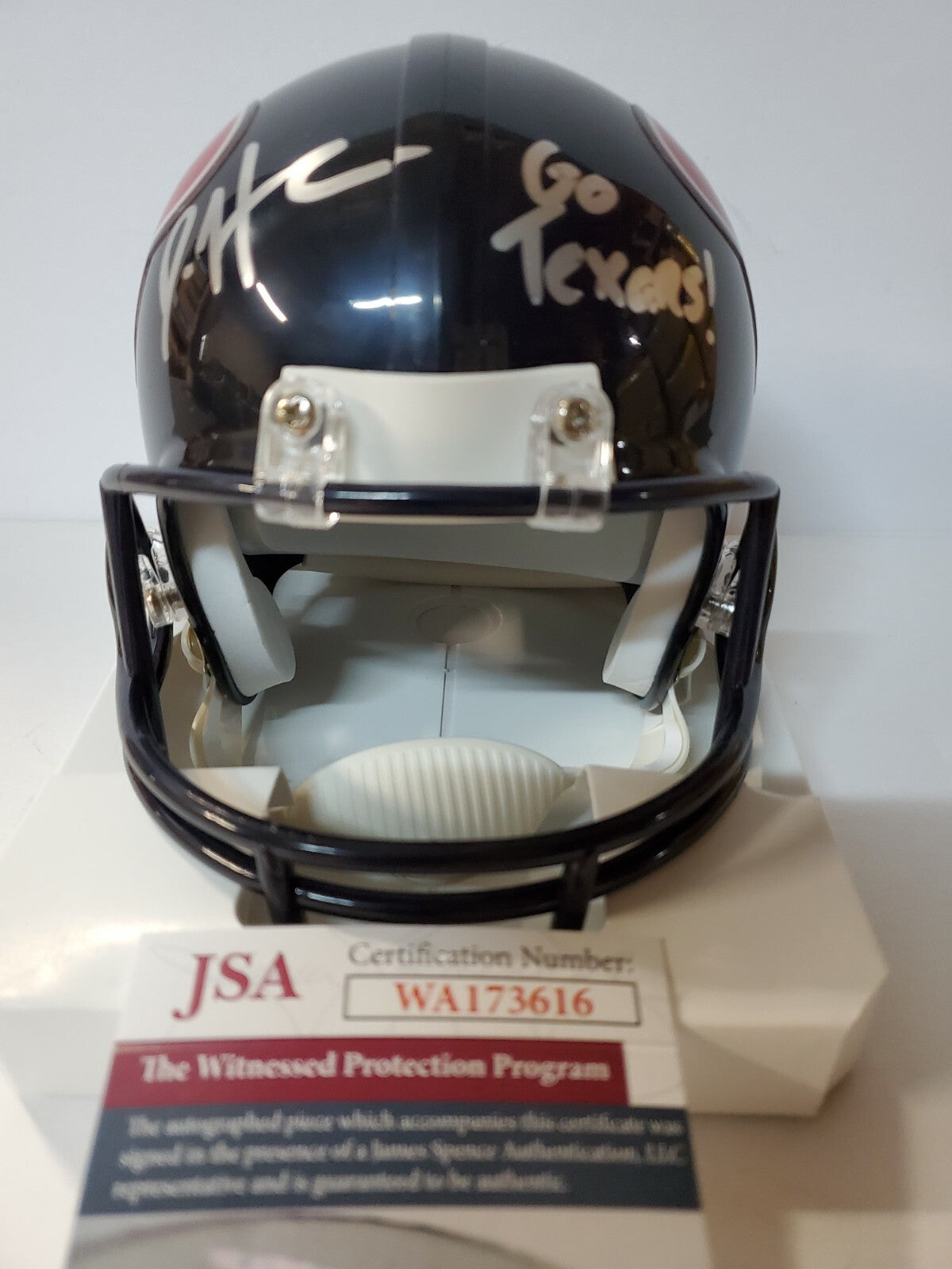 Houston Texans Daesean Hamilton Signed Inscribed Vsr Mini Helmet Jsa Coa