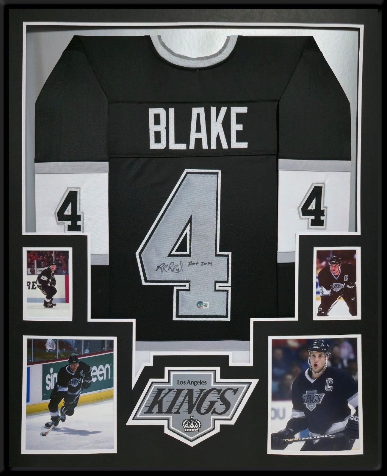 Framed L.A. Kings Rob Blake Autographed Signed Inscribed Jersey Beckett Holo