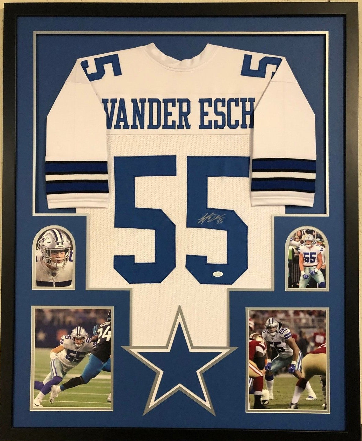 Framed Dallas Cowboys Leighton Vander Esch Autographed Signed Jersey Jsa Coa