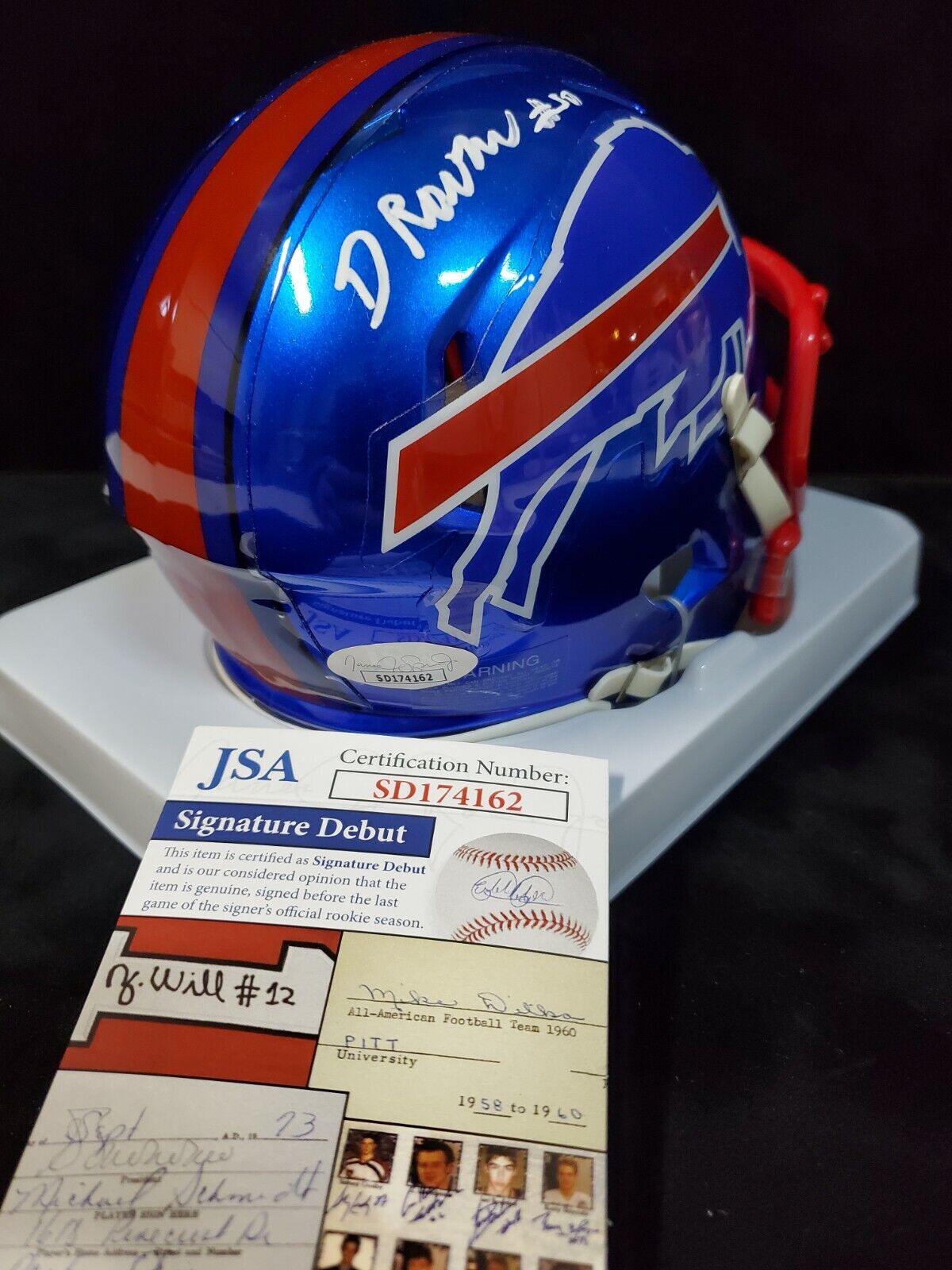 MVP Authentics Buffalo Bills Gregory Rousseau Signed Flash Mini Helmet Jsa Coa 116.10 sports jersey framing , jersey framing