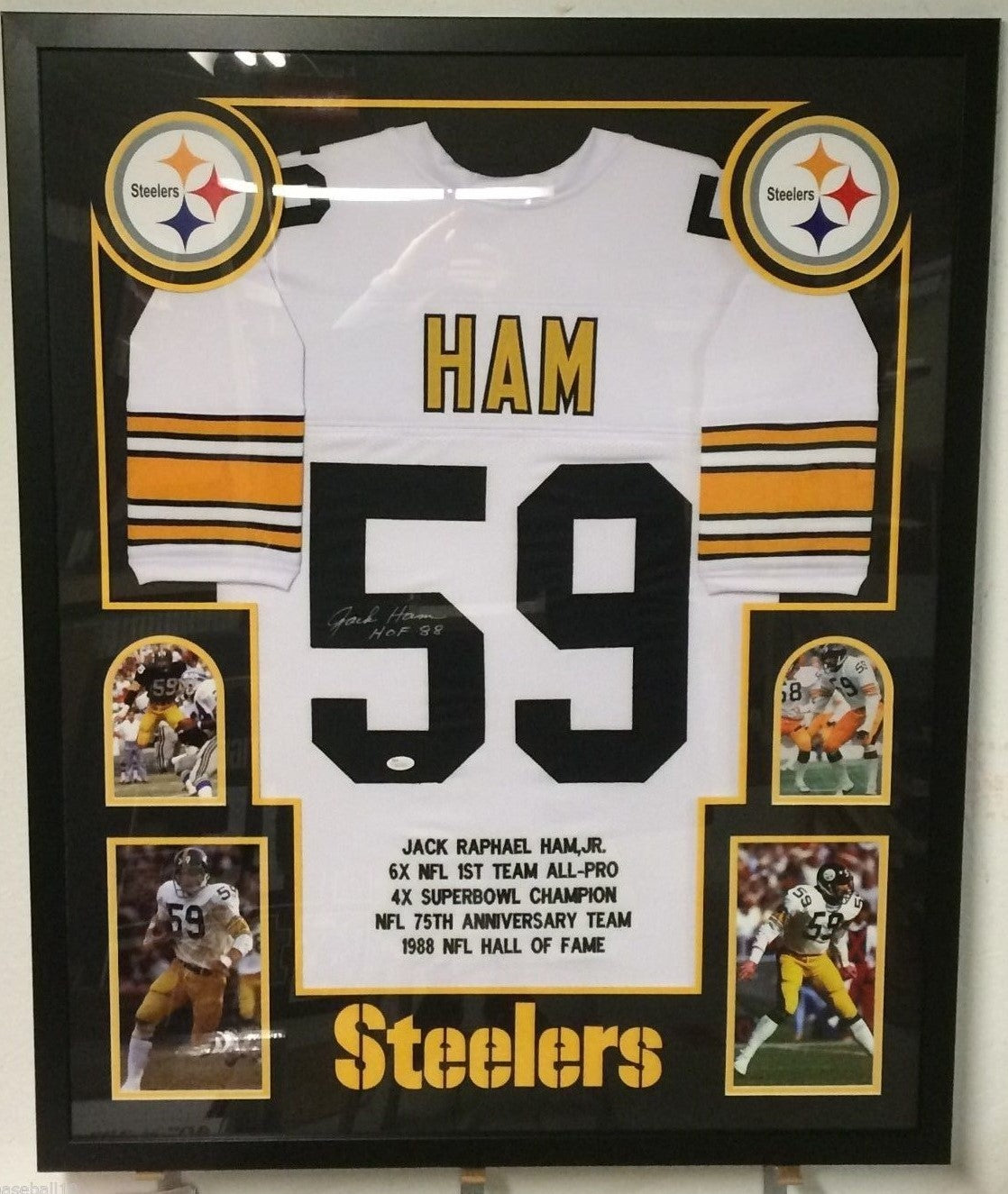 Framed Jack Ham Autographed Signed Insc Pittsburgh Steelers Stat Jersey Jsa Coa