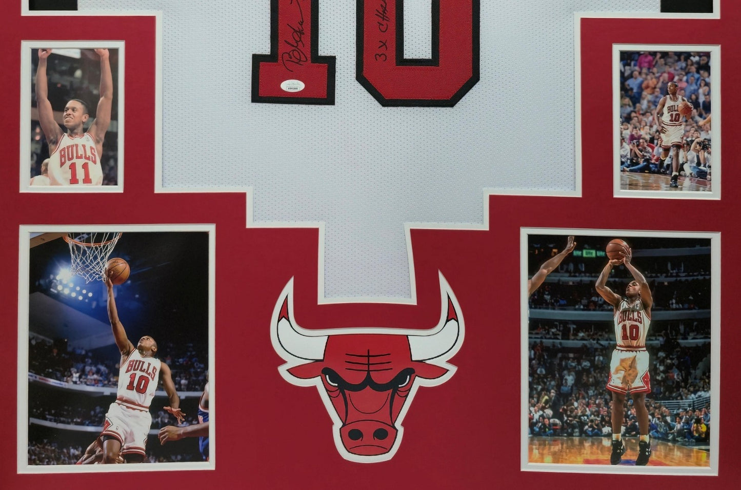 Framed Chicago Bulls Bj Armstrong Autographed Signed Inscribed Jersey Jsa Coa