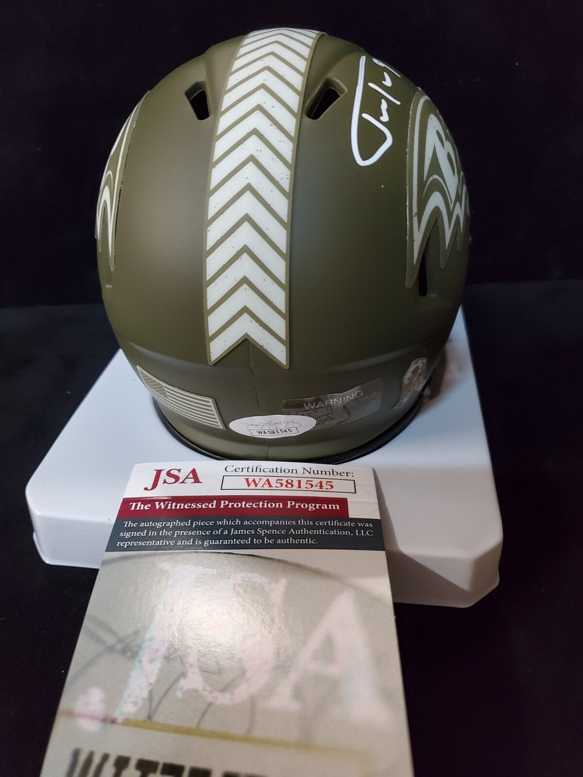 Baltimore Ravens Justin Tucker Signed Salute To Service Mini Helmet Jsa Coa