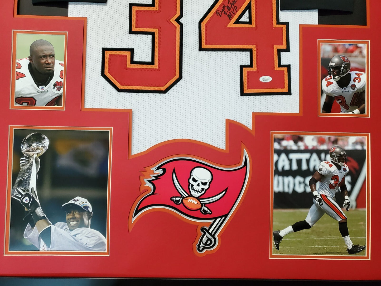 Framed Tampa Buccaneers Dexter Jackson Signed Inscribed Jersey Jsa Coa
