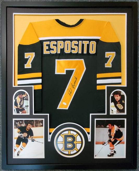 MVP Authentics Framed Boston Bruins Phil Esposito Autographed Signed Jersey Jsa Coa 540 sports jersey framing , jersey framing