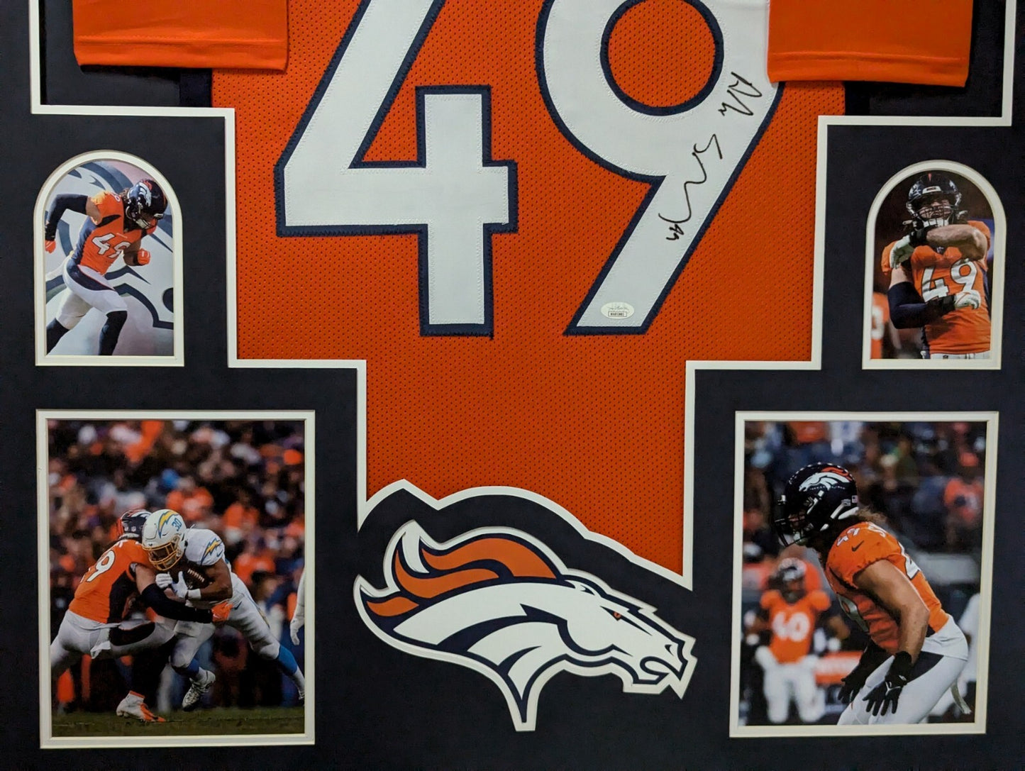 Framed Denver Broncos Alex Singleton Autographed Signed Jersey Jsa Coa