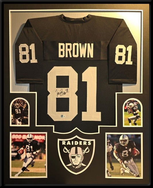 Framed Oakland Raiders Tim Brown Autographed Signed Jersey Beckett Hologram