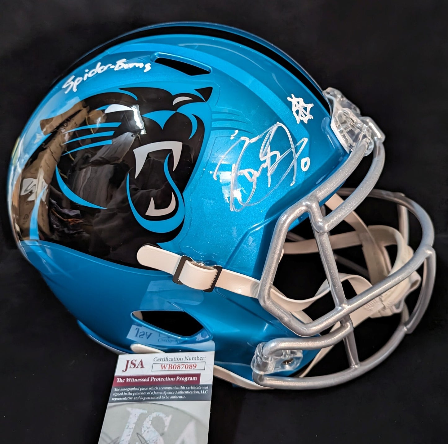 Carolina Panthers Brian Burns Signed Inscribed Full Size Flash Rep Helmet Jsa