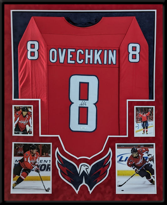 Framed Suede Alex Ovechkin Washington Capitals Autographed Signed Jersey Jsa Coa