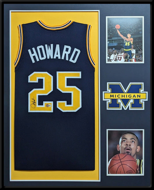 MVP Authentics Framed Michigan Wolverines Juwan Howard Autographed Signed Jersey Beckett Holo 495 sports jersey framing , jersey framing