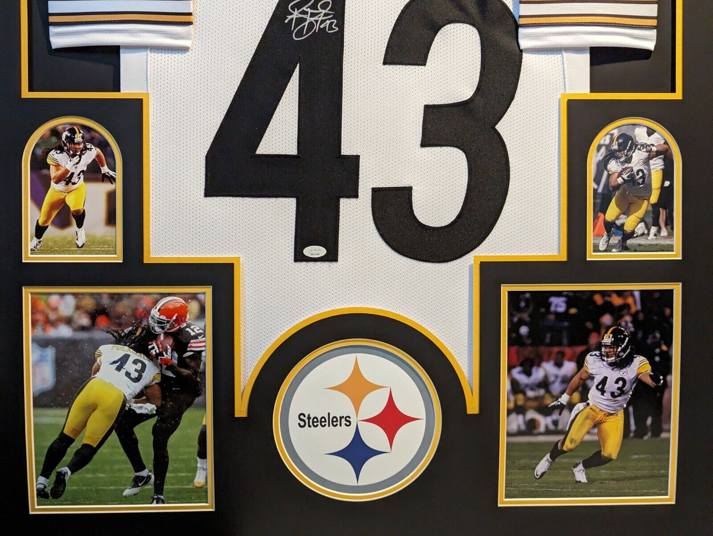 Framed Pittsburgh Steelers Troy Polamalu Autographed Signed Jersey Jsa Coa