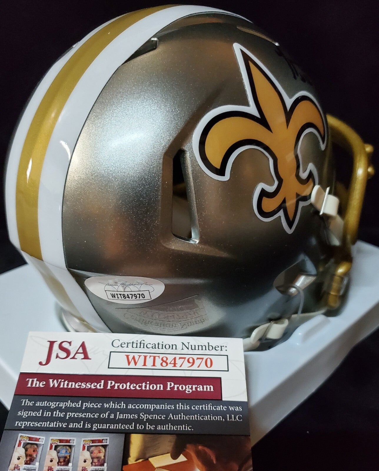 New Orleans Saints Marques Colston Signed Flash Mini Helmet Jsa Coa