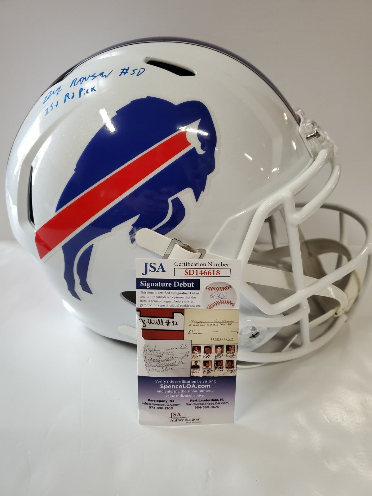 Buffalo Bills Gregory Rousseau Signed Full Size Speed Replica Helmet Jsa Coa