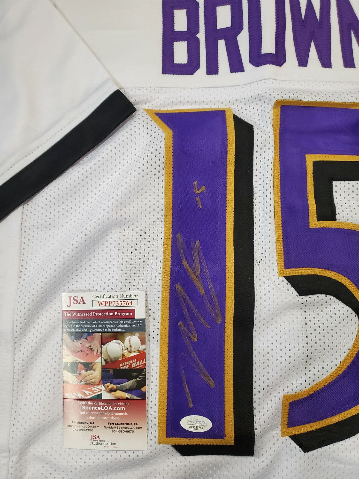 Baltimore Ravens Marquise Brown Autographed Signed Jersey Jsa  Coa
