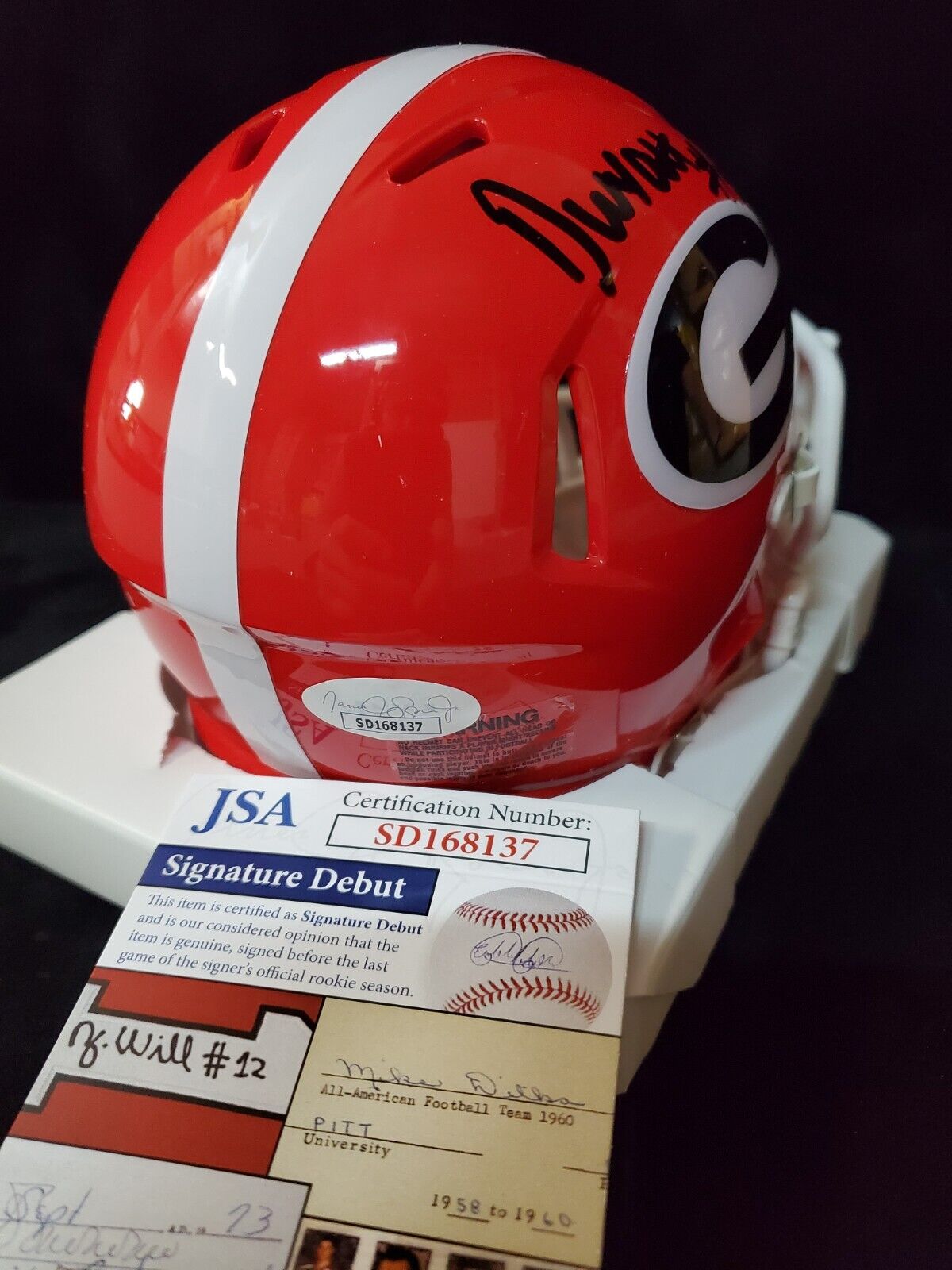 MVP Authentics Georgia Bulldogs Devonte Wyatt Autographed Signed Speed Mini Helmet Jsa Coa 117 sports jersey framing , jersey framing