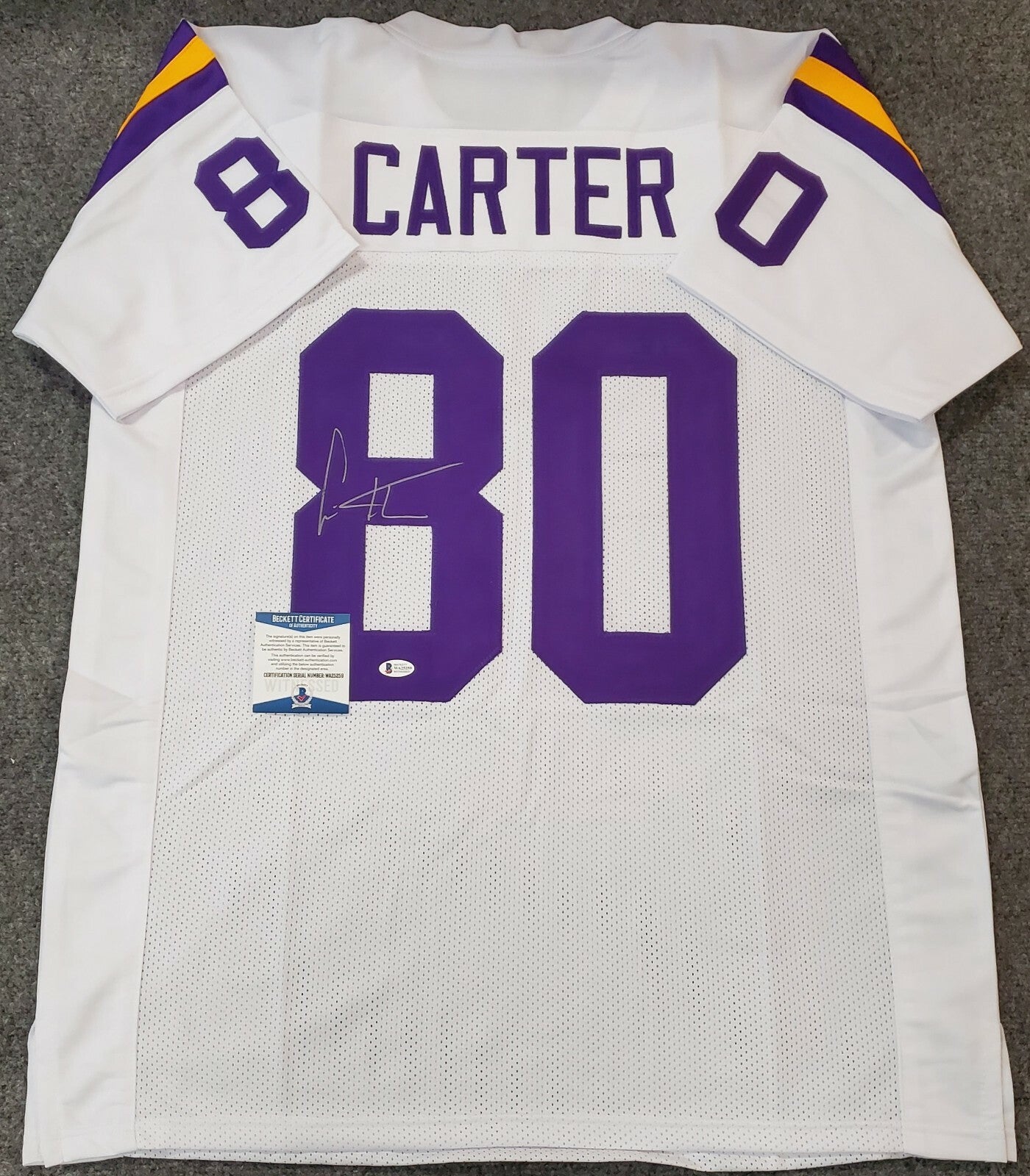 Minnesota Vikings Cris Carter Autographed Signed Jersey Beckett Coa