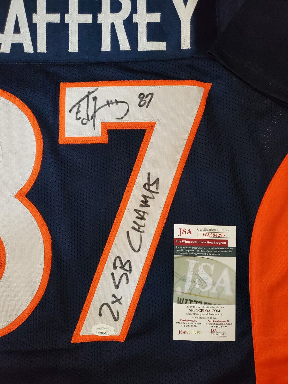 MVP Authentics Denver Broncos Ed Mccaffrey Autographed Signed Inscribed Jersey Jsa  Coa 157.50 sports jersey framing , jersey framing