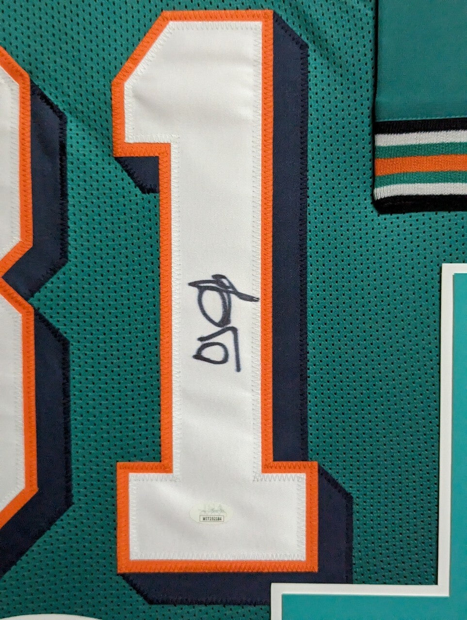 Framed Miami Dolphins Oj Mcduffie Autographed Signed Jersey Jsa Coa
