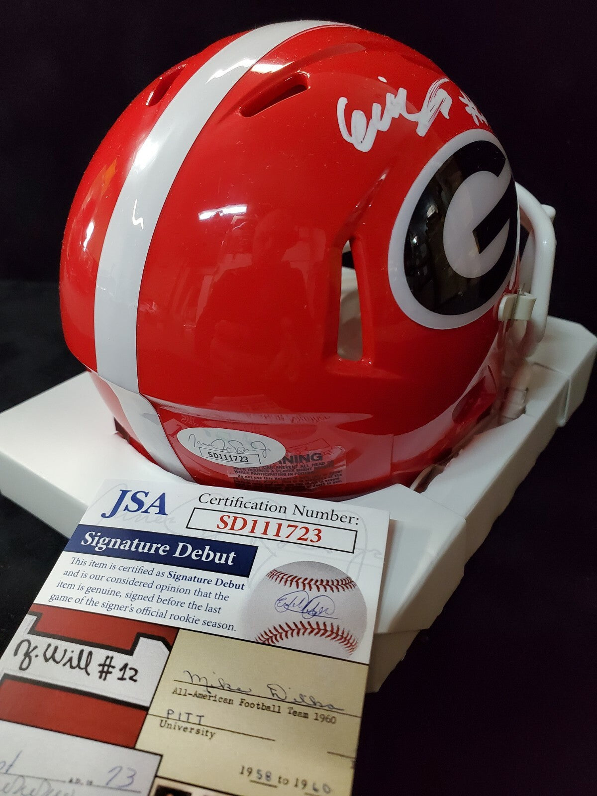 Georgia Bulldogs Eric Stokes Autographed Signed Mini Helmet Jsa Coa