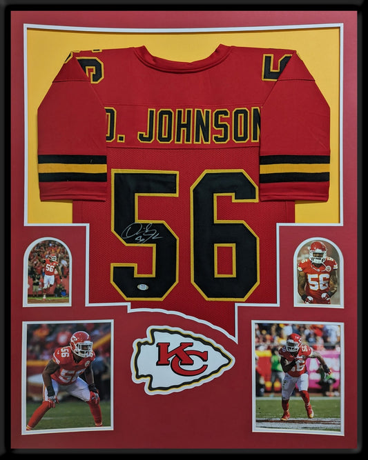 Framed Kansas City Chiefs Derrick Johnson Autographed Inscribed Jersey Psa Coa