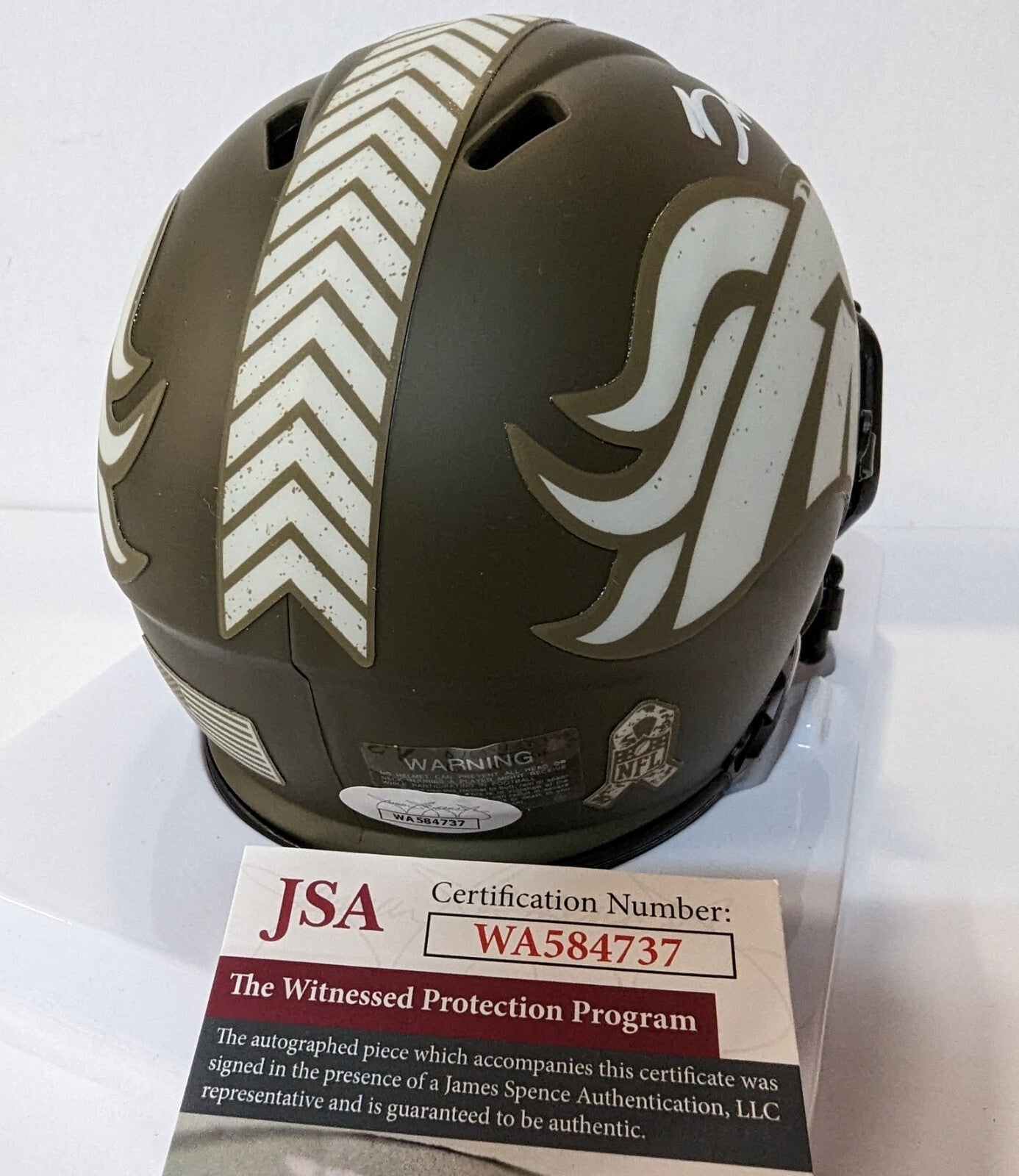 Denver Broncos Damarri Mathis Autographed Salute To Service Mini Helmet Jsa Coa