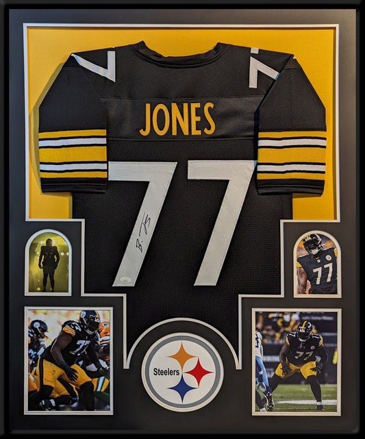 Framed Pittsburgh Steelers Broderick Jones Autographed Signed Jersey Jsa Coa